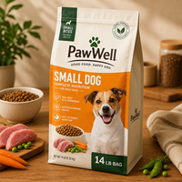 Sachet alimentaire de qualité supérieure pour animaux de compagnie, à fond plat, imprimé sur mesure, avec soufflet latéral et fermeture éclair refermable pour croquettes et friandises