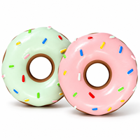 Jouet pour chien en latex naturel en forme de donut, jouet à mâcher qui couine pour petits chiens, jouet interactif pour animaux de compagnie, vente en gros OEM