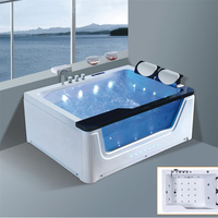 Haut de gamme luxe acrylique blanc autoportant baignoire à remous Surface solide Jets d'eau Massage SPA caractéristiques support au sol baignoire