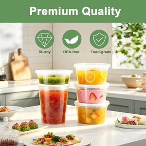 32/16/8 oz BPA Free Airtight Reusable Plastic Food <b>Containers</b> for Storage - Product Image 5
