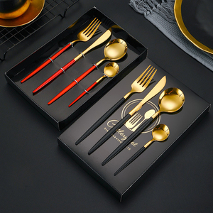 Noord-Europese Stijl Bestekset 4 Stuks Goud Roestvrij Staal Bestek Zilverwerk <span class=keywords><strong>Set</strong></span> Mes Vork Lepel <span class=keywords><strong>Set</strong></span> Voor Thuis - Product Image 2