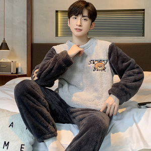 Factory Wholesale Premium <strong>Flannel</strong> Daily <strong>Pyjamas</strong> Plus Size <strong>Men's</strong> Sleepwear Winter Warm 2pcs Pajamas for <strong>Men</strong> Set - Product Image 1