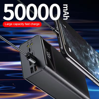Harga Grosir Power Bank 50000mAh OEM LOGO Dual LED Light Power Bank Baterai Kapasitas Tinggi Dengan Empat Output USB