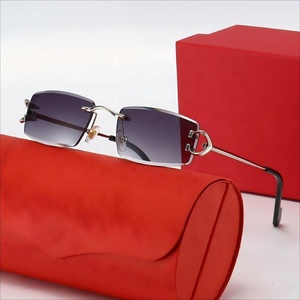 Occhiali da Sole Quadrati di Lusso Blue Rain UV400 per Donna e Uomo, Design Classico Senza Montatura con Taglio Diamantato, Confezione Regalo - Product Image 1