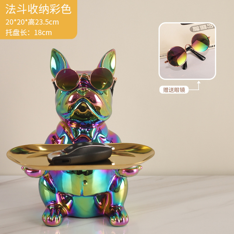 Perro de cerámica de cinco colores, viene con gafas.