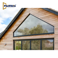Fenêtre triangulaire en aluminium sur mesure pour toit de grenier, fenêtres triangulaires fixes en aluminium de forme pignon pour extérieur