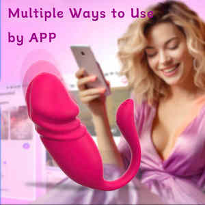 Realistico Dildo telescopico vibratore G-spot telecomando uovo giocattolo sessuale controllato da App 9 modalità di vibrazione realistico volpe giocattolo - Product Image 5