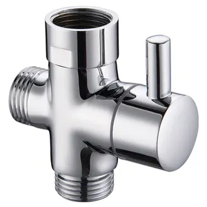 Latón bidé <span class=keywords><strong>T</strong></span> válvula de <span class=keywords><strong>3</strong></span> vías de agua de la ducha válvula desviadora accesorios de baño inodoro bidé <span class=keywords><strong>T</strong></span>-adaptador de válvula de acabado en cromo - Product Image 1