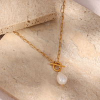 Collier chaîne à maillons en acier inoxydable EMANCO minimaliste avec fermoir OT, couleur or 14 carats, bijoux tendance pour femmes, pour tous les jours et les soirées