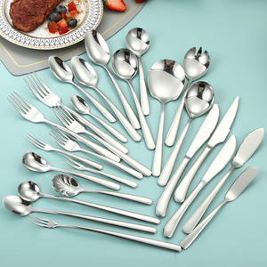 Venta superior 18/10 Acero inoxidable 304 Juego de cubiertos Restaurante Hotel Cubiertos Planta Patrón Cuchillo Cuchara Tenedor Juegos de vajilla Metal - Product Image 2