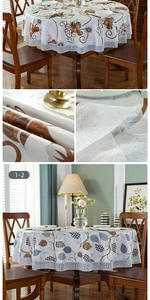 Nuevo diseño redondo PVC plástico poliéster manteles 130-220cm <span class=keywords><strong>precio</strong></span> <span class=keywords><strong>de</strong></span> fábrica para cocina cena tejido técnica - Product Image 2