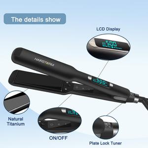 Catokan Rambut Profesional Nano <span class=keywords><strong>Titanium</strong></span> LCD Tourmaline Pelurus Rambut Pelat Lebar 500 Derajat - Product Image 5