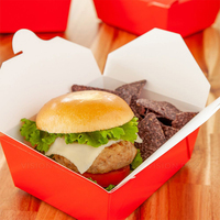 Caja de comida para llevar de calidad premium personalizada, contenedor de papel para alimentos, caja para hot dog, hamburguesa y sándwich con logo.