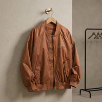 Blouson Bomber Homme OEM avec Logo Brodé, Personnalisable, Marque Privée, Style Vintage, Coupe Ample, Léger, Type Aviateur