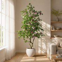 Pohon Bunga Azalea Buatan Realistis, Bunga Mekar Penuh, Rhododendron Plastik, Tinggi 5ft-8ft, Tanpa Layu, Tanaman Palsu untuk Rumah, Taman, Wisuda