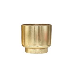 MEDIUM <b>VASE</b> IN <b>GOLD</b>-COLOURED STRIPED METAL, DIAM. 25CM - Product Image 1