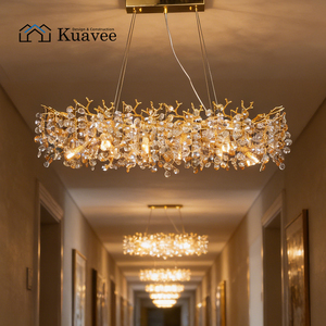 Luminaires décoratifs de plafond pour le projet d'appartement Kuavee Villa, magnifiques luminaires en cristal en forme de branche, en aluminium, à LED - Product Image 2