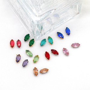 Strass en zircon synthétique marquise, sertis à la main, base dorée, ovale à quatre trous, pour accessoires de robe de mariée et de chaussures DIY - Product Image 4