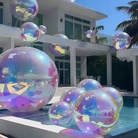 Ensemble de boules miroir gonflables irisées en PVC, suspendues ou sur pied, pour décoration d'événements, avec pompe électrique, gonflables publicitaires