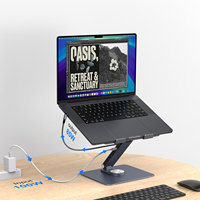 LTP02H-B Dudukan Laptop Dapat Diputar 360 Derajat dan Dapat Dilipat dengan HDMI HUB USB Kecepatan Data 10Gbps Hub USB Untuk Laptop