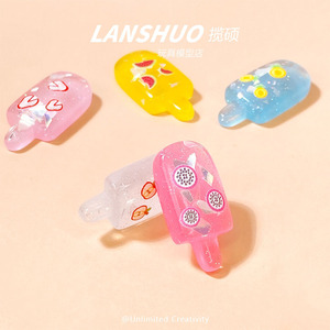 จี้อะคริลิกเรซิ่นพิมพ์ลายโปร่งแสง Lanshuo รูปไอศกรีมขนาดเล็ก สำหรับทำเครื่องประดับ DIY ของขวัญสำหรับทุกเพศ ลายการ์ตูนธีมอาหาร - Product Image 4