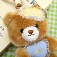 Ensemble de porte-clés en peluche ours mignon avec breloque étoile et cœur, mini poupée en peluche pour sac à dos, cadeau d'anniversaire, cadeau de Saint-Valentin