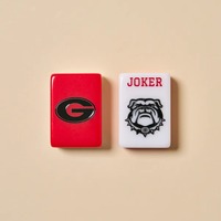Tuiles de Mahjong américaines à double couche rouge et blanches, ensemble de Mahjong en résine avec motifs de dragon et de bouledogue peints à la main, jeu de société de collection