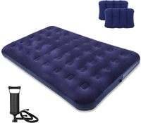 Matelas gonflable portable Highwin à 40 trous, bleu, pliable, avec pompe à air, surface en peluche, pour la maison ou la chambre à coucher