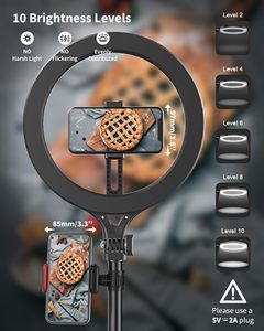Đèn Vòng 10 ''có chân đế, giá đỡ điện thoại & kẹp cho bàn, giá treo camera trên cao, Chụp Ảnh/Trang điểm/Video phát trực tiếp/<span class=keywords><strong>Youtube</strong></span> - Product Image 3