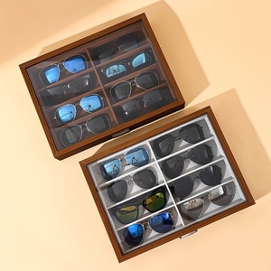 Caja <span class=keywords><strong>de</strong></span> Almacenamiento y Exhibición <span class=keywords><strong>de</strong></span> <span class=keywords><strong>Gafas</strong></span> <span class=keywords><strong>de</strong></span> Madera Sólida <span class=keywords><strong>de</strong></span> 8 Compartimentos con Tapa Abatible <span class=keywords><strong>de</strong></span> Una Capa, Color Nogal <span class=keywords><strong>de</strong></span> Alta Gama - Product Image 1