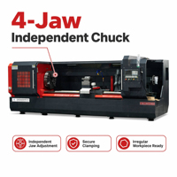 Torno CNC de bancada plana CK6180X3000 con gran giro, control GSK, torreta eléctrica de 4 estaciones y tope de apoyo para mecanizado de ejes largos