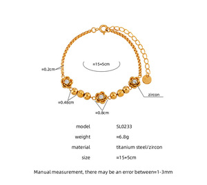 Bracciale a Catena con Fiori in Acciaio Inossidabile Placcato Oro, Elegante e di Lusso, con Zirconia Cubica Dorata, Regalo per Cugini, per Uso Quotidiano - Product Image 5