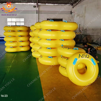 Raft gonflable flottant pour parc aquatique, robuste, haute qualité, jaune, à deux tubes, avec logo personnalisé, certifié CE, en PVC, Max