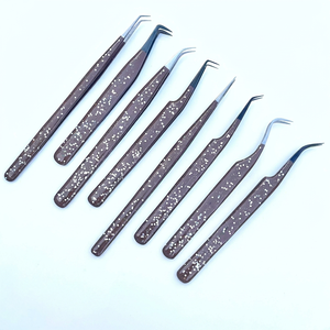 Professional <b>Engraved</b> Logo Lash Tweezers Set 45 75 90 Degree Nano Grip Fiber Tip Isolation & Volume Eyelash <b>Tools</b> OEM - Product Image 1