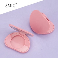 Palette de blush crème vide unique, étui compact rose mat avec miroir, étui à fard à paupières simple en ABS, vente en gros