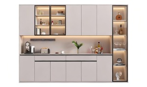 Ensemble de meubles de <span class=keywords><strong>salle</strong></span> <span class=keywords><strong>à</strong></span> <span class=keywords><strong>manger</strong></span> en bois massif écologique et élégant, armoire <span class=keywords><strong>à</strong></span> vin, personnalisable pour hôtel, rangement complet pour la maison - Product Image 4