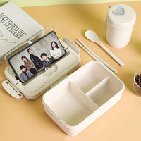 Boîtes Bento en Plastique Alimentaire Écologiques d'Origine, Réchauffables, pour Adultes et Enfants, avec Couverts Offerts