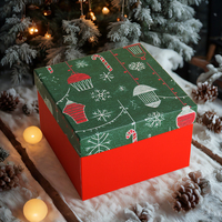 Boîte cadeau rectangulaire rigide biodégradable pour Noël, le Nouvel An et les fêtes - Laminage brillant et mat, gaufrage, en carton