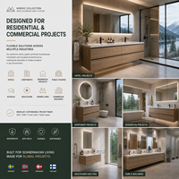 Meuble-lavabo de salle de bain moderne en aluminium spatial étanche avec finition grain de bois, meuble de salle de bain flottant de style nordique OEM ODM