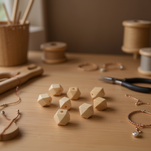 Perline di legno ottagonali ILAN 14 mm naturali per la creazione di gioielli artigianali - Product Image 3