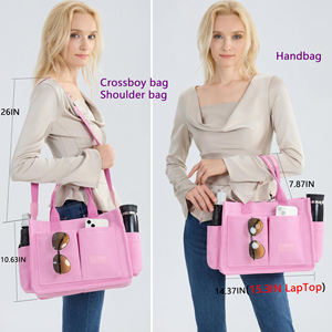 حقيبة كبيرة من قماش الكانفاس متقاطعة مع الجسم وردية اللون حقيبة مدرسية للنساء - Product Image 3