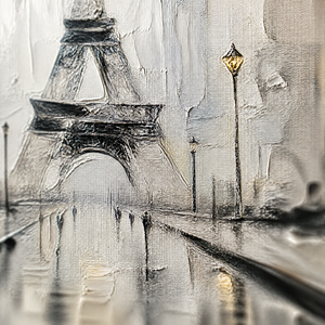 Pintura <span class=keywords><strong>al</strong></span> Óleo Impresionista Pintada a Mano de la Torre Eiffel, Escena Monocromática de Calle Parisina, Arte Moderno para Decoración del Hogar - Product Image 2