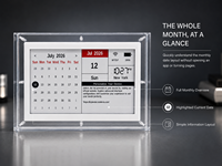 Kylendar – Calendrier intelligent en acrylique de 7,5 pouces avec écran E-Paper, Wi-Fi, affichage de l'heure mondiale, nouvelles en temps réel et météo pour bureaux internationaux