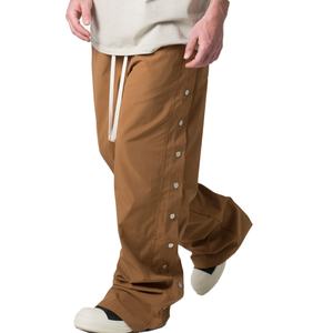 Pantalon de jogging cargo ample en nylon et polyester noir uni avec rayures latérales et boutons pour homme – Vente en gros, haute qualité, personnalisable - Product Image 5