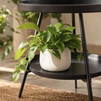 Table d'appoint ronde multifonctionnelle à 2 niveaux, table de chevet moderne en métal avec rangement pour le côté du canapé, la chambre, le balcon et les petits espaces