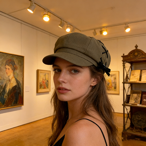 Nouveau Béret Femme Style Japonais avec Cordons Croisés - Amincissant pour le Visage, Respirant, 100% Polyester, Casquette Décontractée Quatre Saisons - Product Image 5