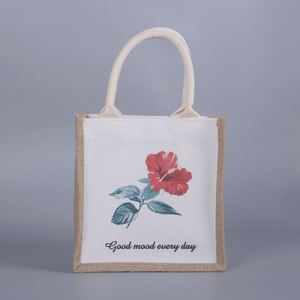 LOONDE Custom Printed Burlap Handbag Eco Reusable <b>Shopping</b> <b>Jute</b> Tote <b>Bag</b> - Product Image 3