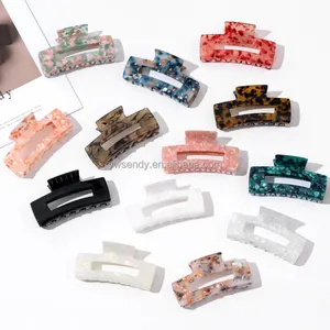 Hot Sale Fashion 10.5cm Large Hair Claw Floral Square Tortoise Shell Acetate Hair Claw Clips For Women Hair Claw Clips