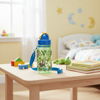 Bouteille d'eau classique pour enfants en Tritan de 350 ml avec bec en silicone, sangle et couvercle à vis, sans BPA, réutilisable, logo personnalisé imprimé par transfert thermique