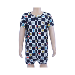 Pigiama per bambini di fabbrica di alta qualità con cerniera stampata in morbido bambù per bambini a maniche corte alla moda per i produttori di tute personalizzate <span class=keywords><strong>Boutique</strong></span> - Product Image 5
